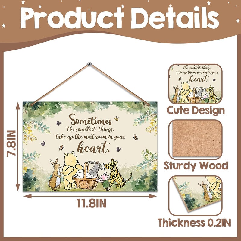 Hatzelou 1PCS Winnie Quotes Baby Shower Sign, the Pooh Wall Hanging Decor, Sometimes the Most Things Wall Gifts, Adorable Winnie Sign for Nursery Home Bedroom, Baby Shower Party Supplies - Image 2